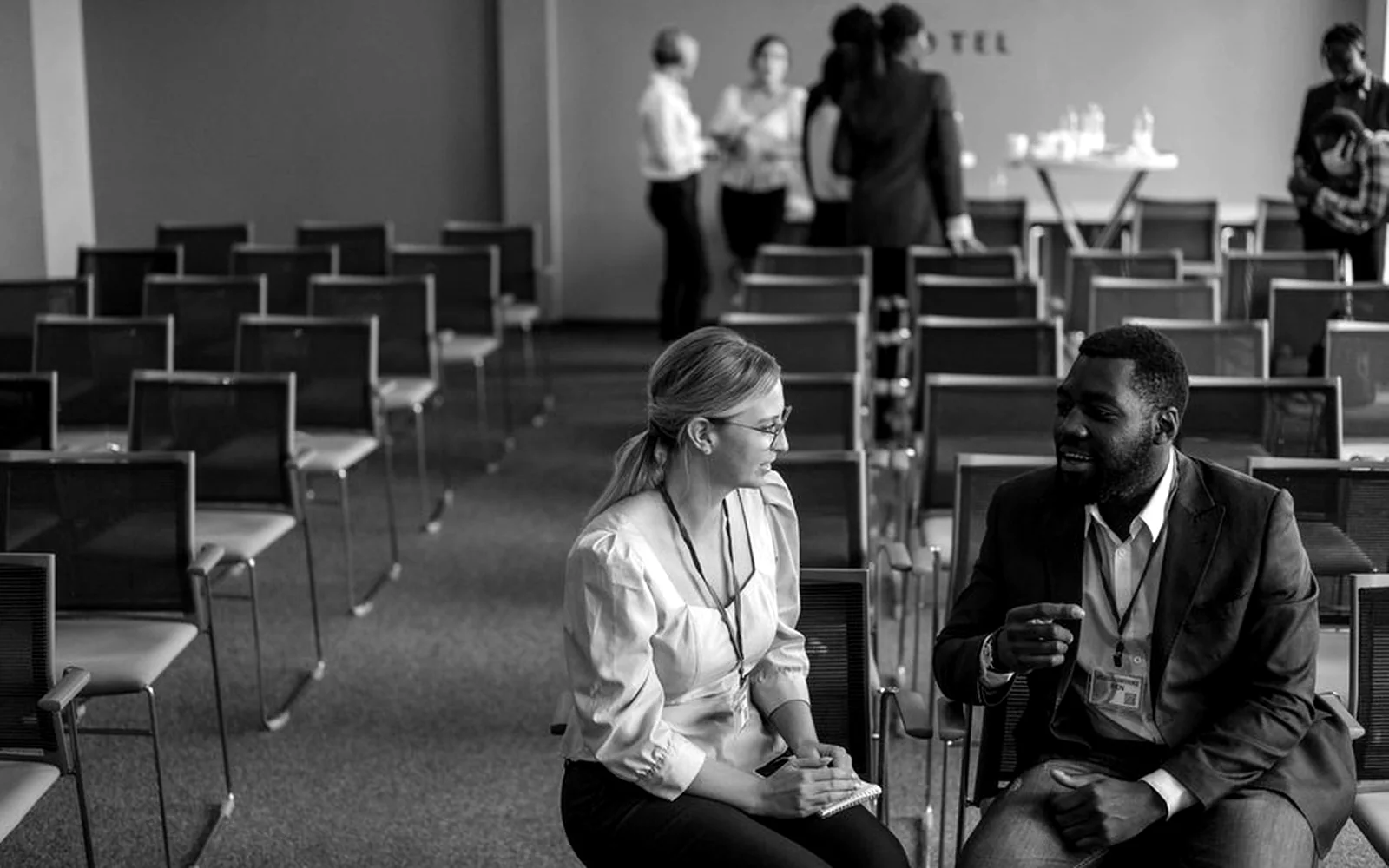 Professionals discussing an event-space inquiry